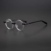 Milo Retro Round Acetate Glasses Frame Round Frames Southood Clear Black